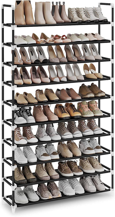 Shoe Rack Organizer Storage Pairs Shoes Shelves Space 10 Tier Holds 50 Pairs