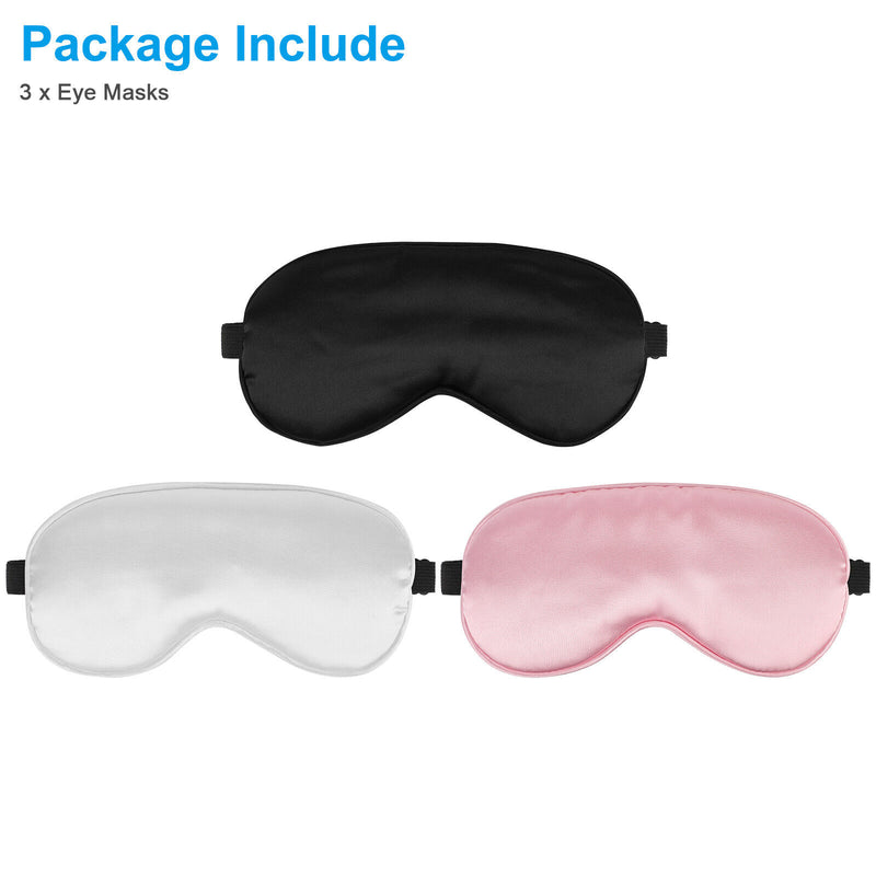 3 PCS Travel Sleep Soft Silk Dry Eye Mask Padded Shade Cover Blindfold Men Women