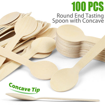 4" Mini Wooden Spoons 100Ct Disposable Test Biodegradable Compostable Birchwood