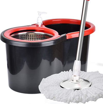 Rotating Head Easy Spin Dry Floor Mop Bucket with 3x Head Microfiber Spinning