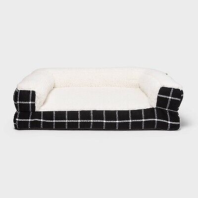 Window Pane Plaid Pillow Couch Dog Bed - M - Boots & Barkley