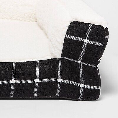 Window Pane Plaid Pillow Couch Dog Bed - M - Boots & Barkley