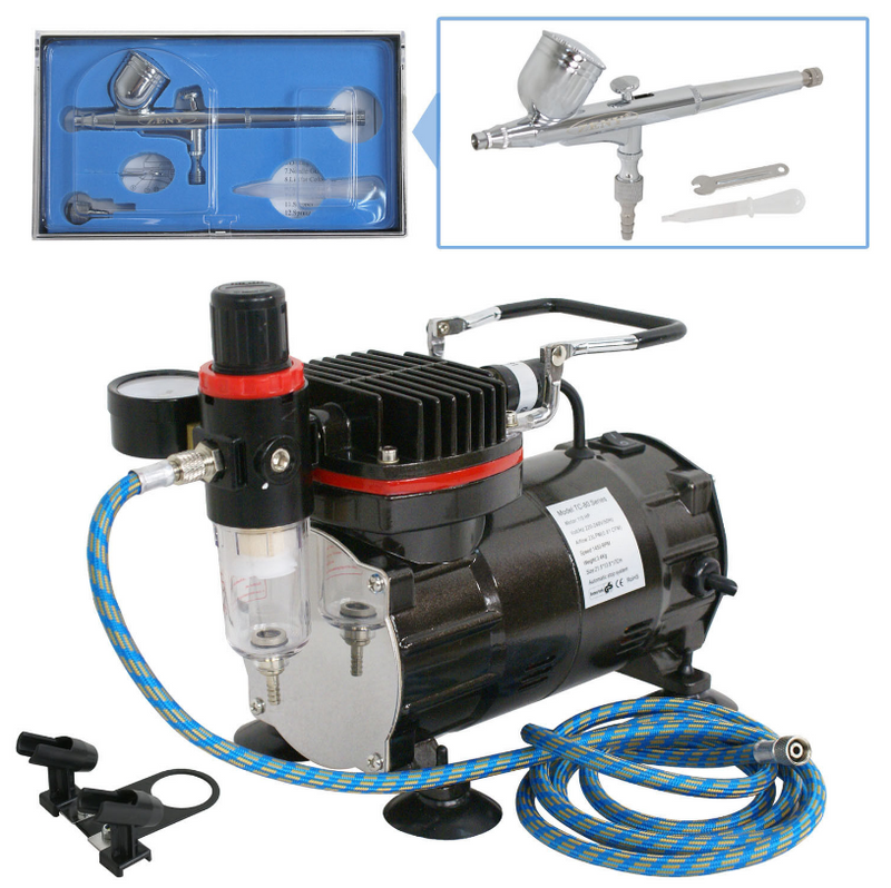 Dual-Action Airbrush Kit with Compressor Airbrush Paint Set for Spray Painting