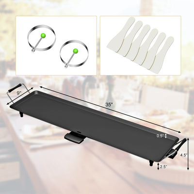 Electric Teppanyaki Table Top Grill Griddle with Adjustable Temperature