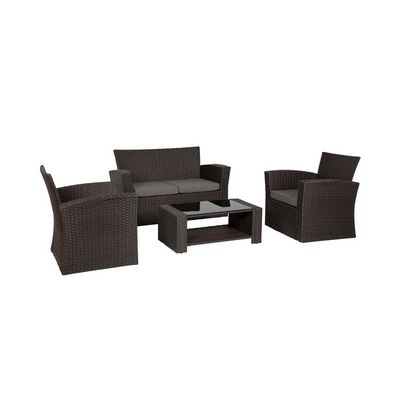 4-Person Outdoor Patio Rattan Furniture Set, Alfresco Garden Outdoor Patio Wicker Chairs and Coffee Table