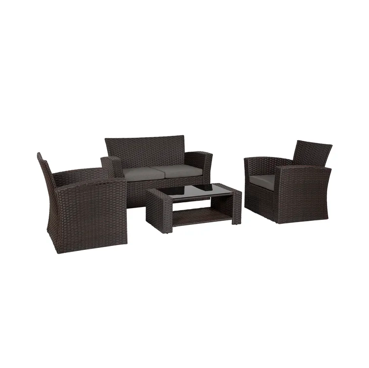 4-Person Outdoor Patio Rattan Furniture Set, Alfresco Garden Outdoor Patio Wicker Chairs and Coffee Table