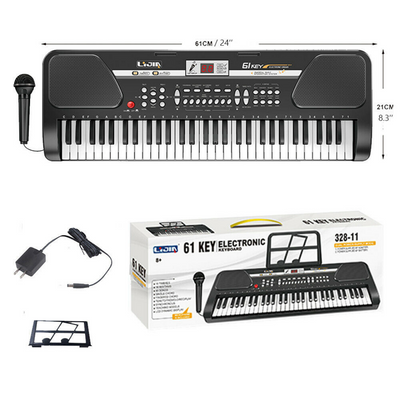 Piano Keyboard 61 Key Music Electronic Keyboard Electric Digital Piano Organ with Stand & Microphone