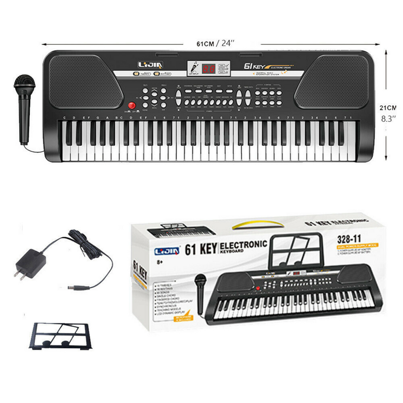 Piano Keyboard 61 Key Music Electronic Keyboard Electric Digital Piano Organ with Stand & Microphone