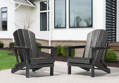 2 Pcs Folding Adirondack Chair Outdoor Patio Garden Deck Lounge Chairs