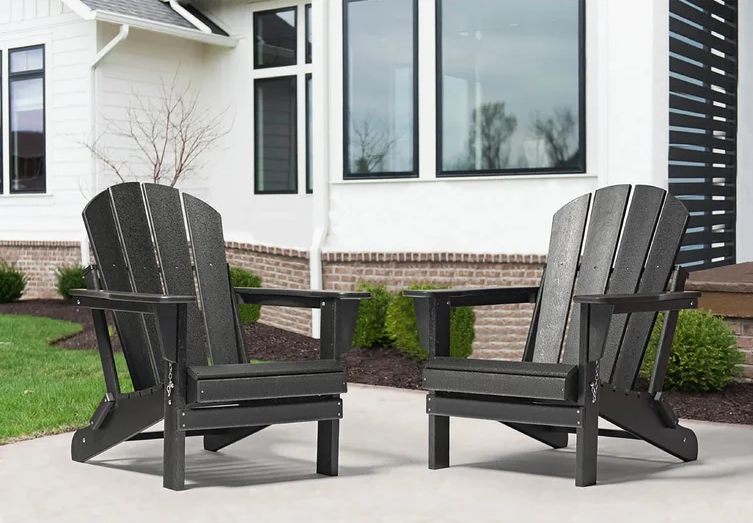 2 Pcs Folding Adirondack Chair Outdoor Patio Garden Deck Lounge Chairs