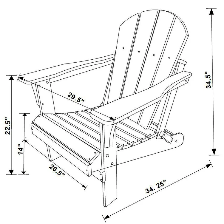 2 Pcs Folding Adirondack Chair Outdoor Patio Garden Deck Lounge Chairs