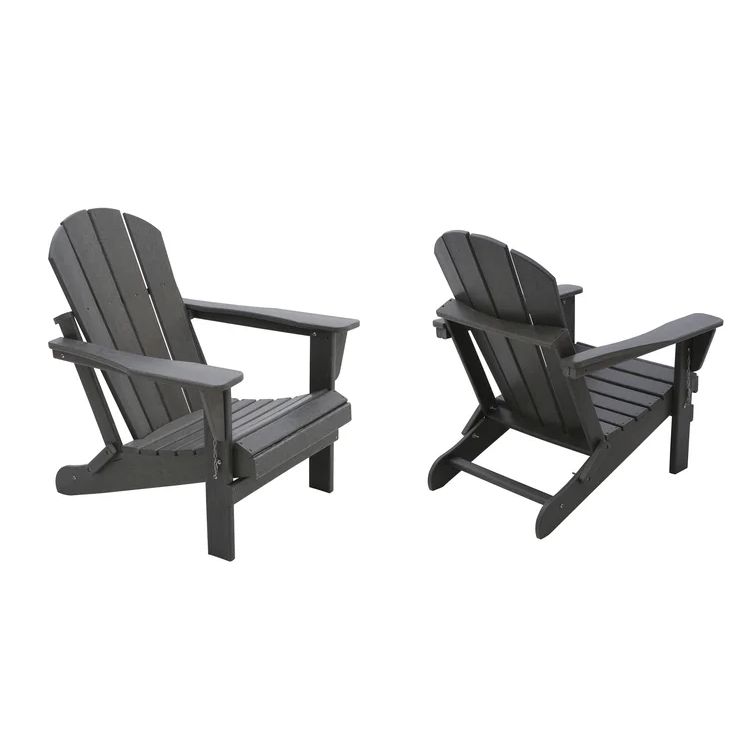 2 Pcs Folding Adirondack Chair Outdoor Patio Garden Deck Lounge Chairs