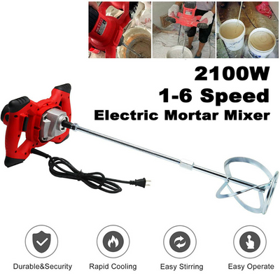 2100W Electric Cement Mortar Mixer Portable Concrete Mixer Paint Tile Plaster Rotary Mixing Drill