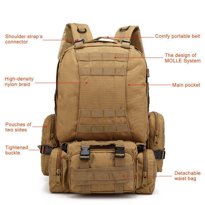 60L Outdoor Military Molle Tactical Backpack Rucksack Camping Hiking Travel Bag