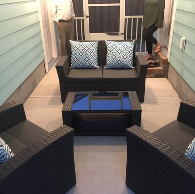 4-Person Outdoor Patio Rattan Furniture Set, Alfresco Garden Outdoor Patio Wicker Chairs and Coffee Table