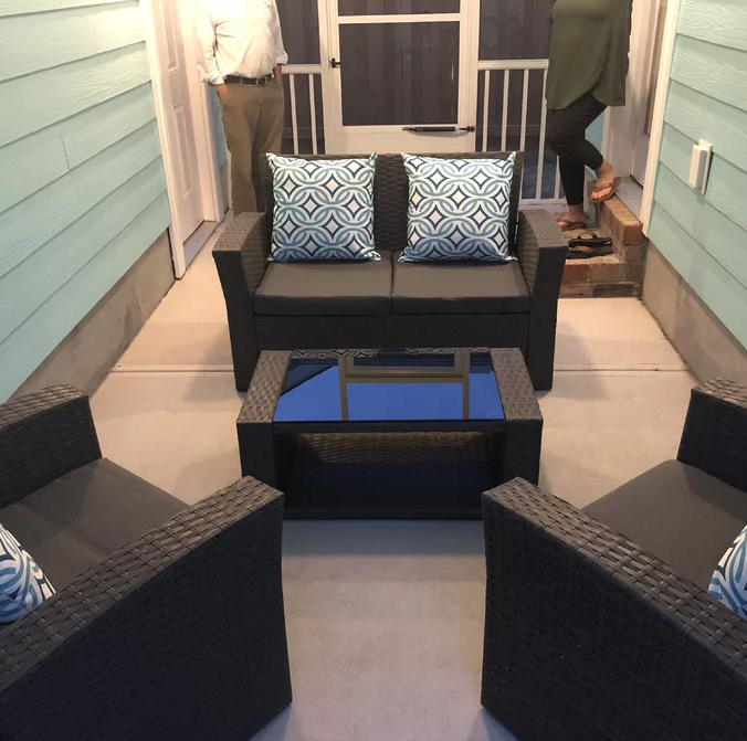 4-Person Outdoor Patio Rattan Furniture Set, Alfresco Garden Outdoor Patio Wicker Chairs and Coffee Table