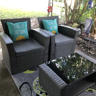 4-Person Outdoor Patio Rattan Furniture Set, Alfresco Garden Outdoor Patio Wicker Chairs and Coffee Table