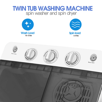 17lbs Portable Mini Twin Tub Compact Washing Machine Washer Spin Dryer with Hose