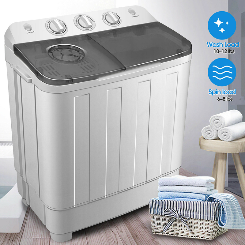 17lbs Portable Mini Twin Tub Compact Washing Machine Washer Spin Dryer with Hose