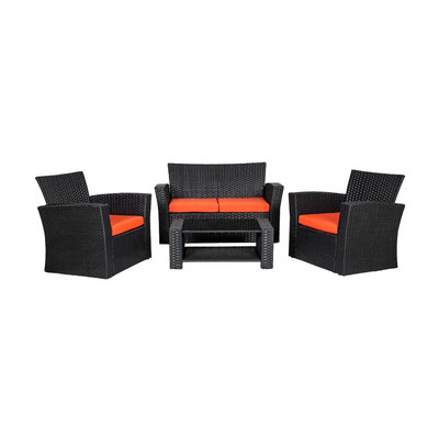 4-Person Outdoor Patio Rattan Furniture Set, Alfresco Garden Outdoor Patio Wicker Chairs and Coffee Table
