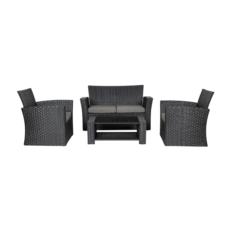 4-Person Outdoor Patio Rattan Furniture Set, Alfresco Garden Outdoor Patio Wicker Chairs and Coffee Table