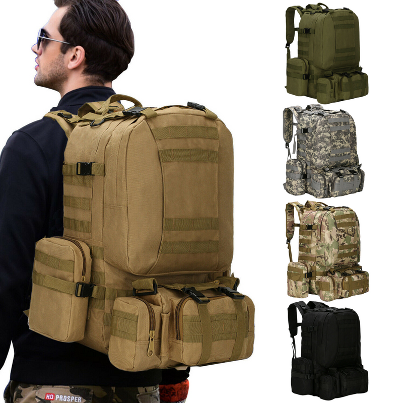60L Outdoor Military Molle Tactical Backpack Rucksack Camping Hiking T –