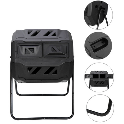 43 Gallon Rotating Composter - Compost Tumbler Outdoor Garden Best Compost Bin for Organic Waste Fertilizer