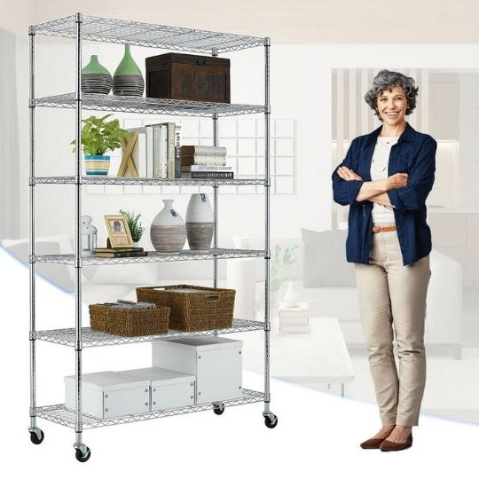 6 Tier Wire Shelving Unit Heavy Duty Height Adjustable NSF Certified Wire Storage Shelves