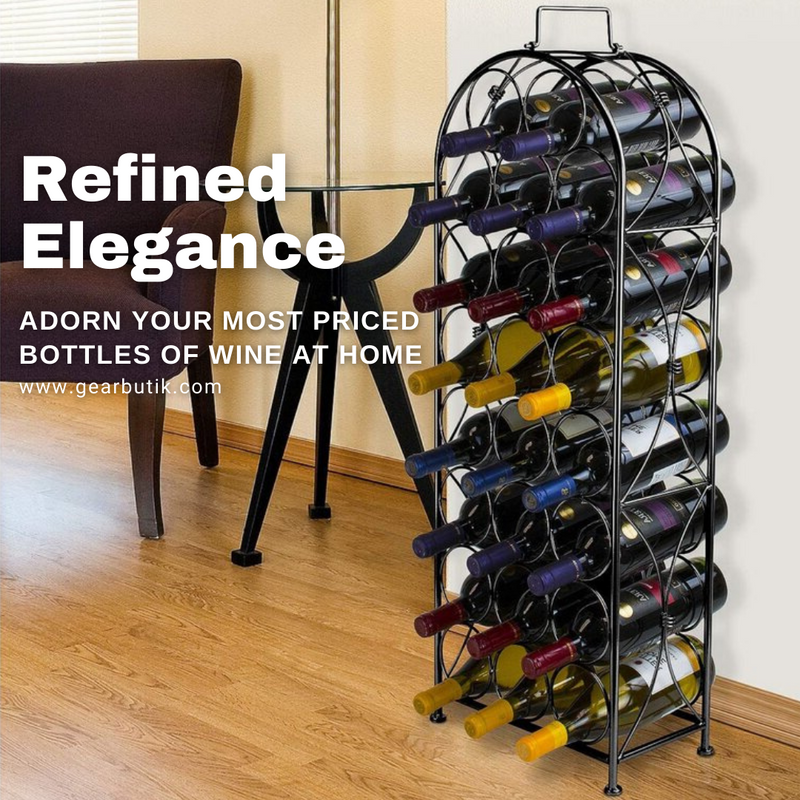 23 Bottle French Style Wine Rack Storage for Home Bar and Wine Cellar