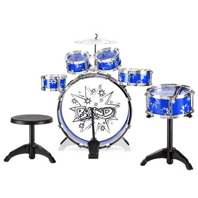 11Pcs Kid's Starter Drums Set Kit Bass Tom Snare Drums Cymbal Drumsticks Foot Pedal & Stool