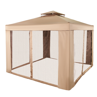 10x10 Feet Outdoor Patio Gazebo Pavilion Canopy Tent Steel 2-Tier with Mask