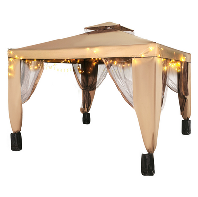 10x10 Feet Outdoor Patio Gazebo Pavilion Canopy Tent Steel 2-Tier with Mask