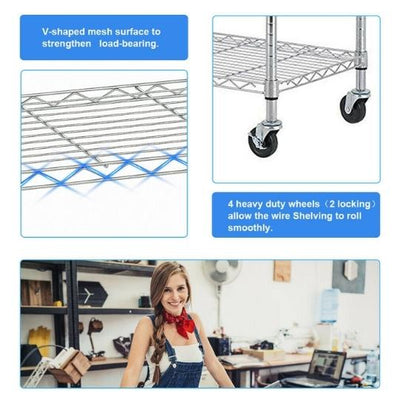 6 Tier Wire Shelving Unit Heavy Duty Height Adjustable NSF Certified Wire Storage Shelves