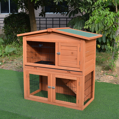40" Wooden Chicken House Coop Hen Rooster Cage with Chicken Run Ramp and Pull Out Tray