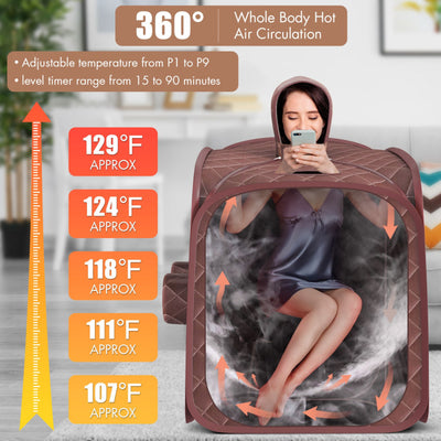 800W 2 Person Portable Steam Sauna SPA Tent with 3L Steamer