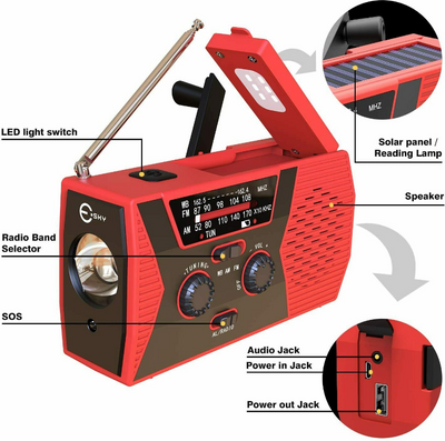 Emergency Radio NOAA Weather Radio Solar Radio Hand Crank AM FM Radio with LED Flashlight