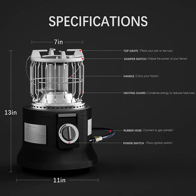Portable Propane Heater, Outdoor Indoor Gas Heater Cooker Combo