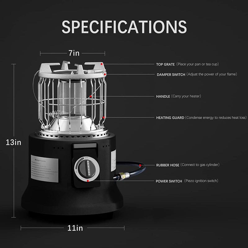 Portable Propane Heater, Outdoor Indoor Gas Heater Cooker Combo