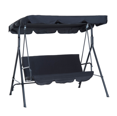 3-Seat Outdoor Porch Swing Hammock Bench Lounge Steel Padded Chair with Canopy