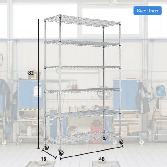 6 Tier Wire Shelving Unit Heavy Duty Height Adjustable NSF Certified Wire Storage Shelves