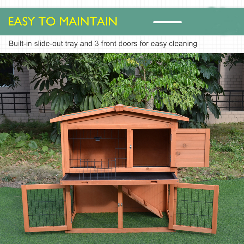 40" Wooden Chicken House Coop Hen Rooster Cage with Chicken Run Ramp and Pull Out Tray