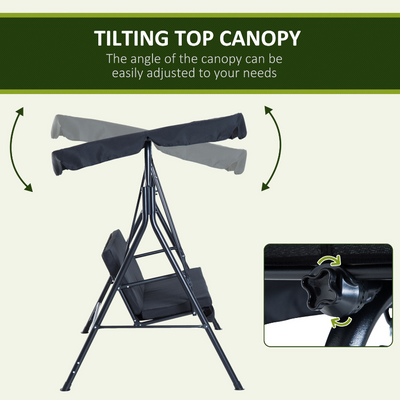 3-Seat Outdoor Porch Swing Hammock Bench Lounge Steel Padded Chair with Canopy