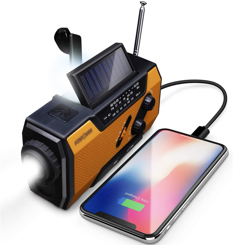 Emergency Weather Solar Radio Hand Crank AM/FM NOAA Radio with LED Flashlight and USB Charger