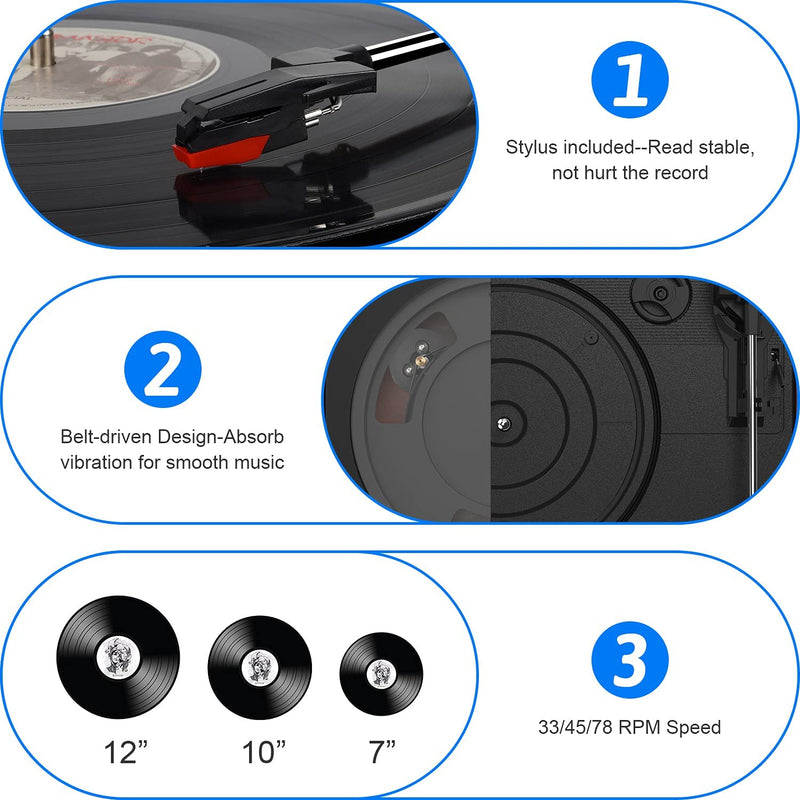 Retro vinyl record player, turntable 