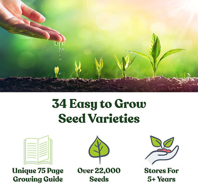 Survival Garden 22,000 Non-GMO Heirloom Vegetable Seed 34 Variety