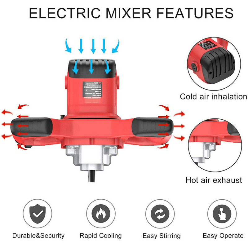 2100W Electric Cement Mortar Mixer Portable Concrete Mixer Paint Tile Plaster Rotary Mixing Drill