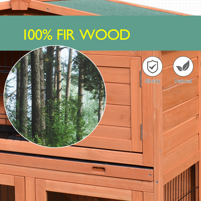 40" Wooden Chicken House Coop Hen Rooster Cage with Chicken Run Ramp and Pull Out Tray
