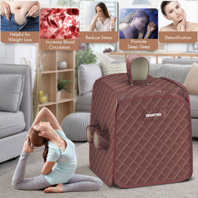 800W 2 Person Portable Steam Sauna SPA Tent with 3L Steamer