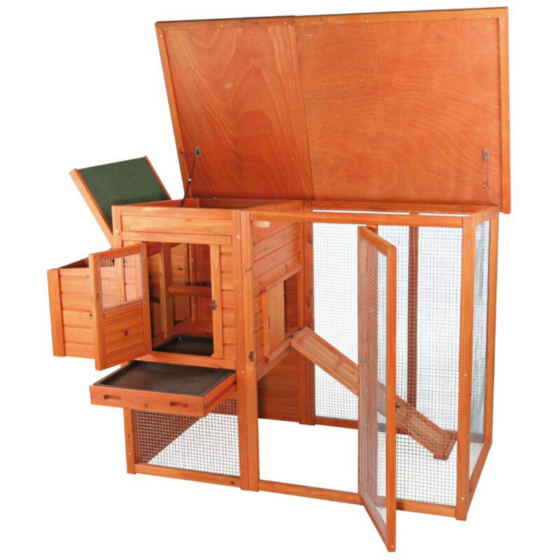 Chicken Coop Cage House with Chicken Run Hutch Nesting Box for Rooster Hen