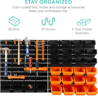 44-Piece Wall Mounted Garage Storage Rack Tools Organizer